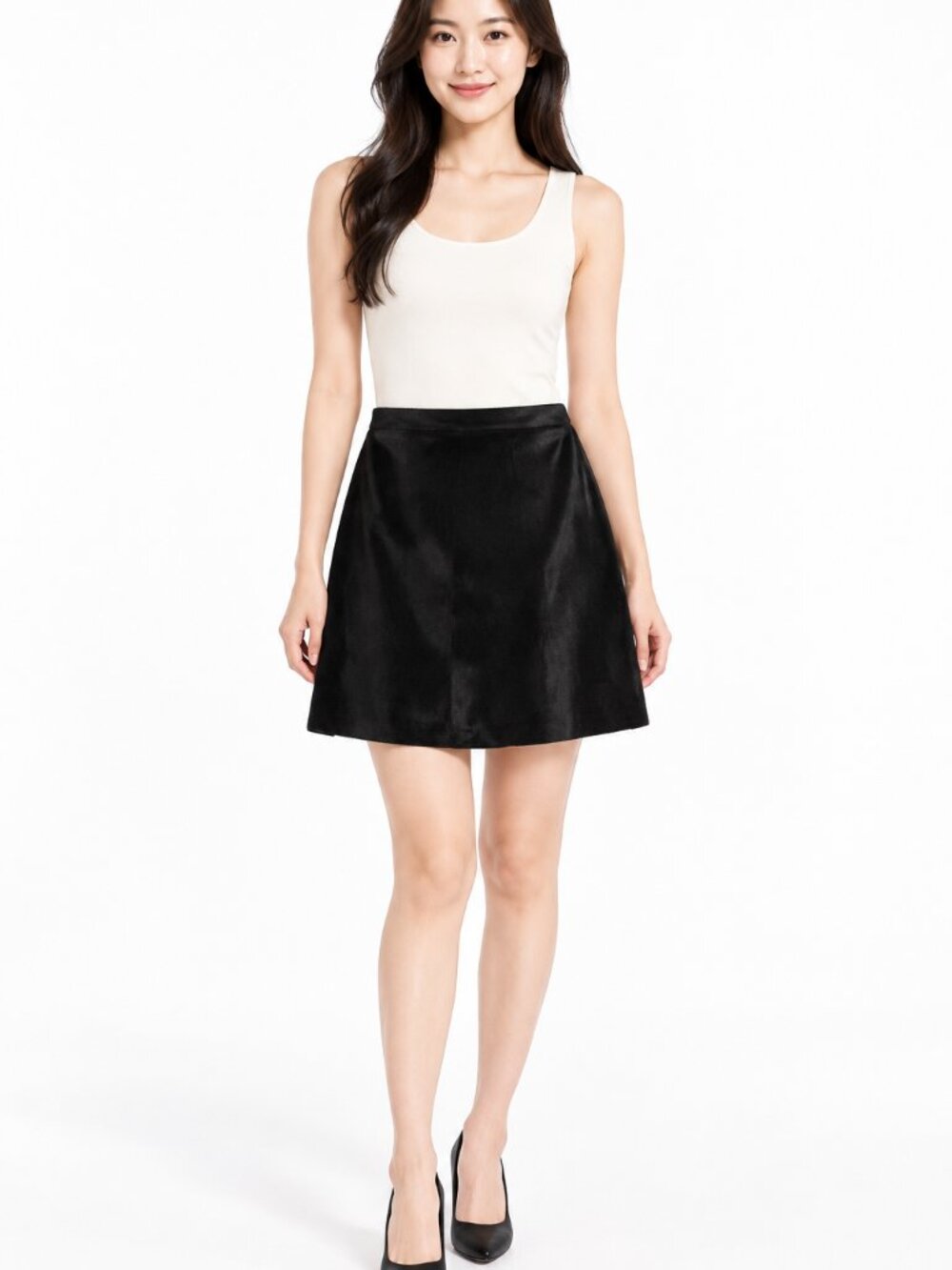 Global Mind Women’s Black Faux-Suede A-Line Skirt Size 9 New With Tag